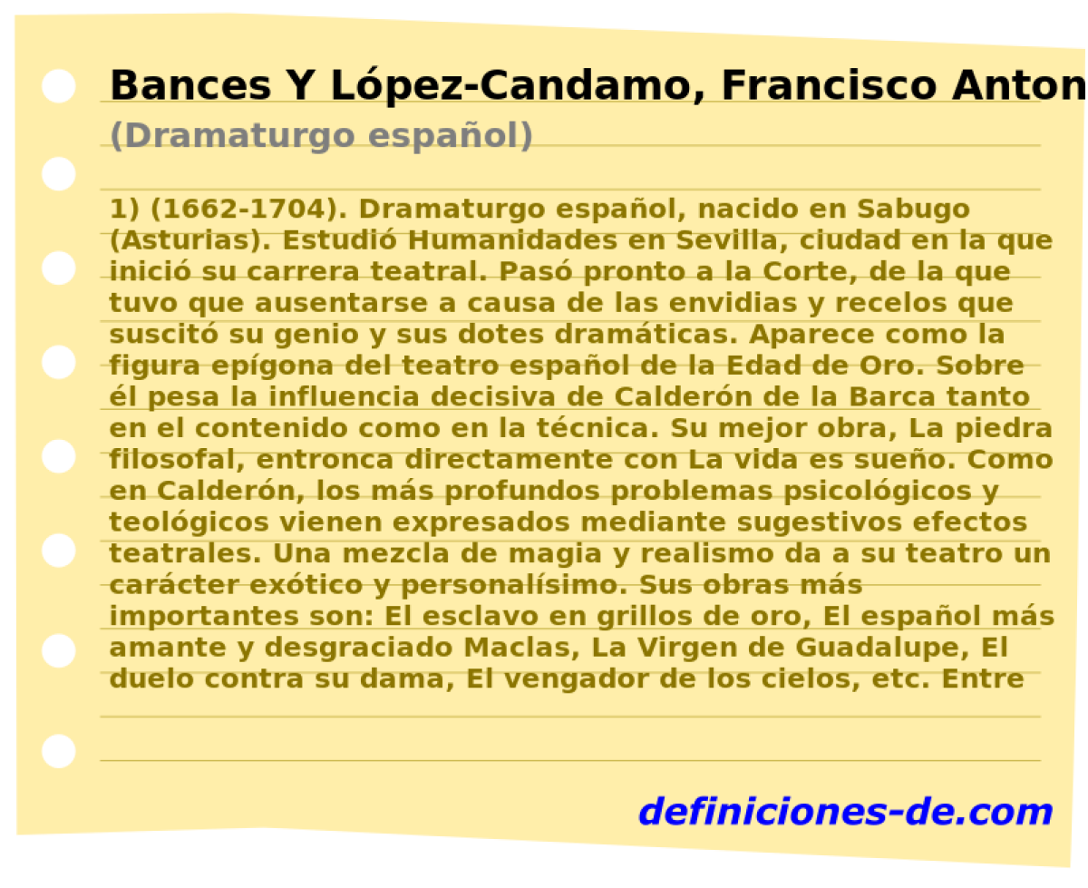 Bances Y Lpez-Candamo, Francisco Antonio De (Dramaturgo espaol)
