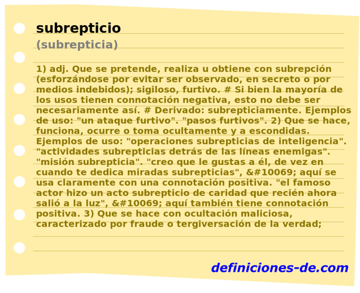 subrepticio (subrepticia)
