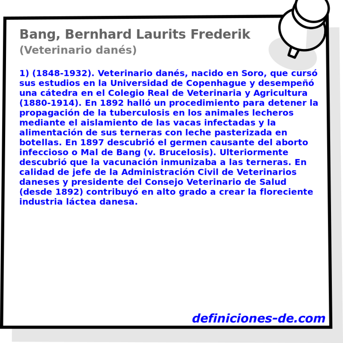 Bang, Bernhard Laurits Frederik (Veterinario dans)