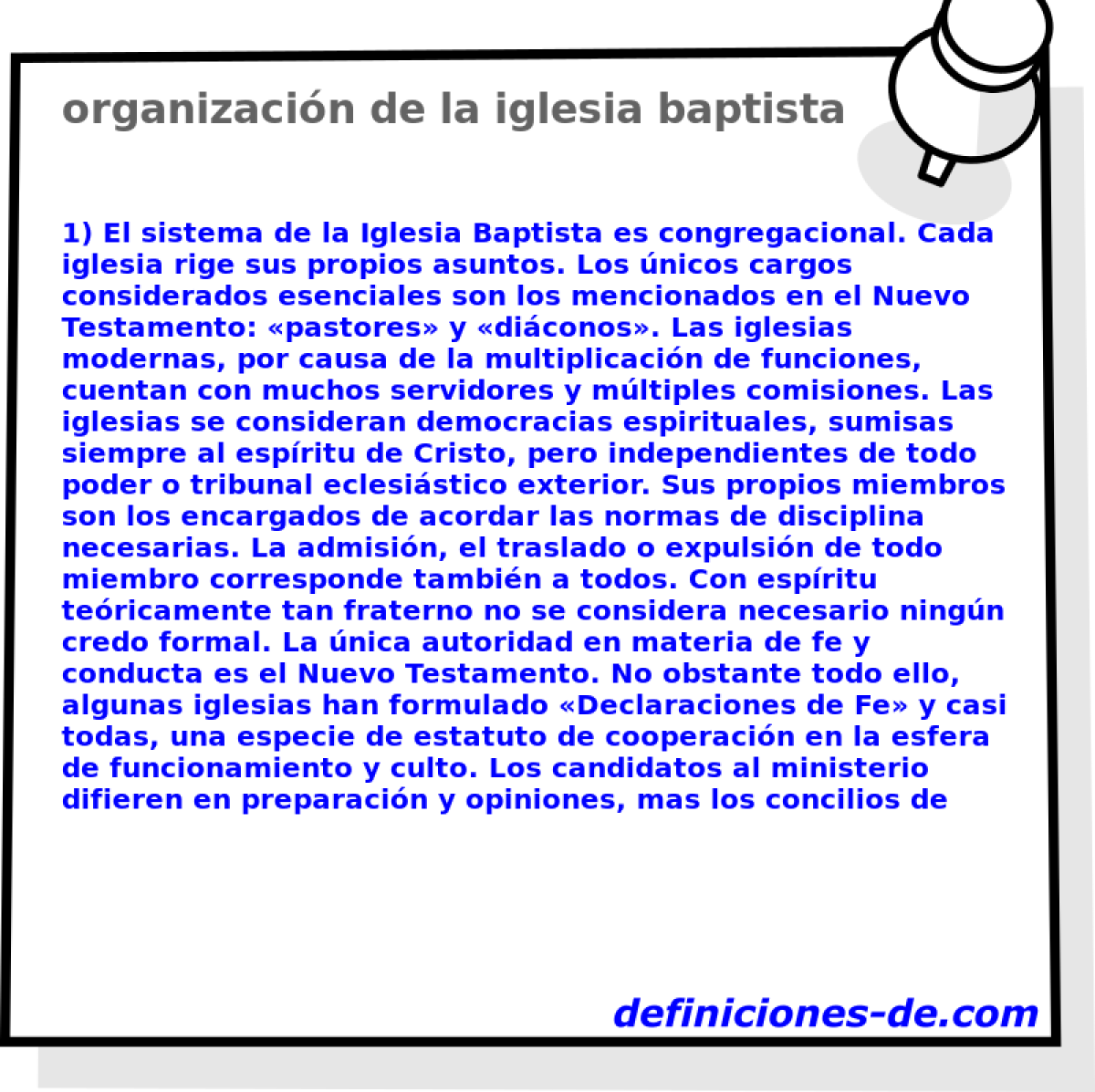 organizacin de la iglesia baptista 