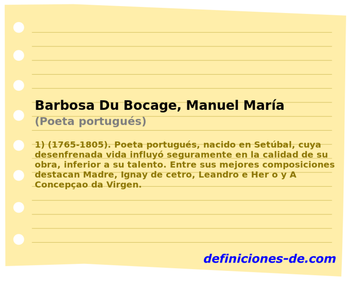 Barbosa Du Bocage, Manuel Mara (Poeta portugus)