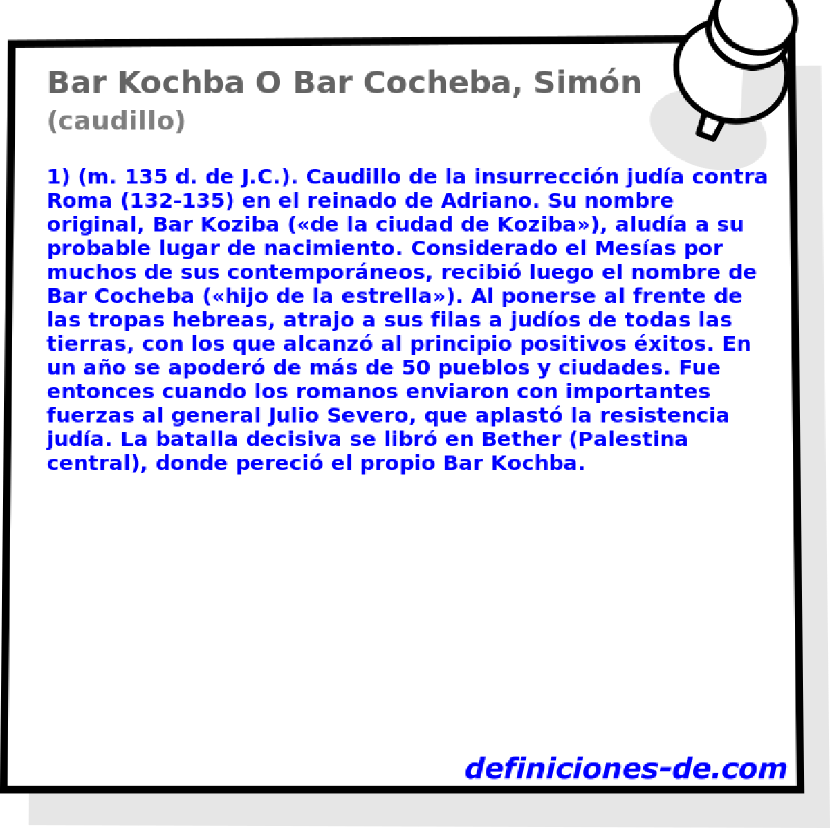 Bar Kochba O Bar Cocheba, Simn (caudillo)