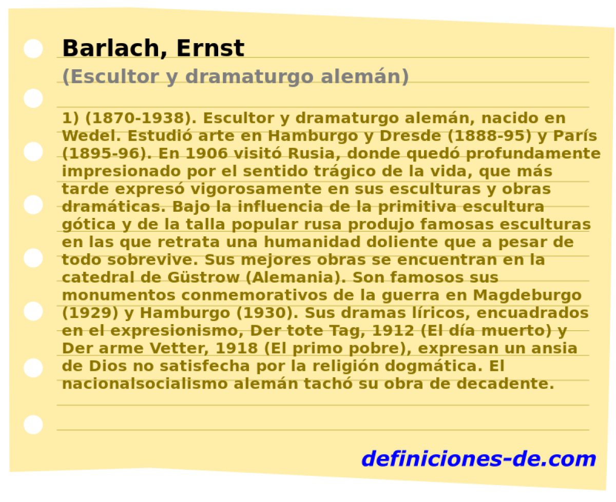 Barlach, Ernst (Escultor y dramaturgo alemn)