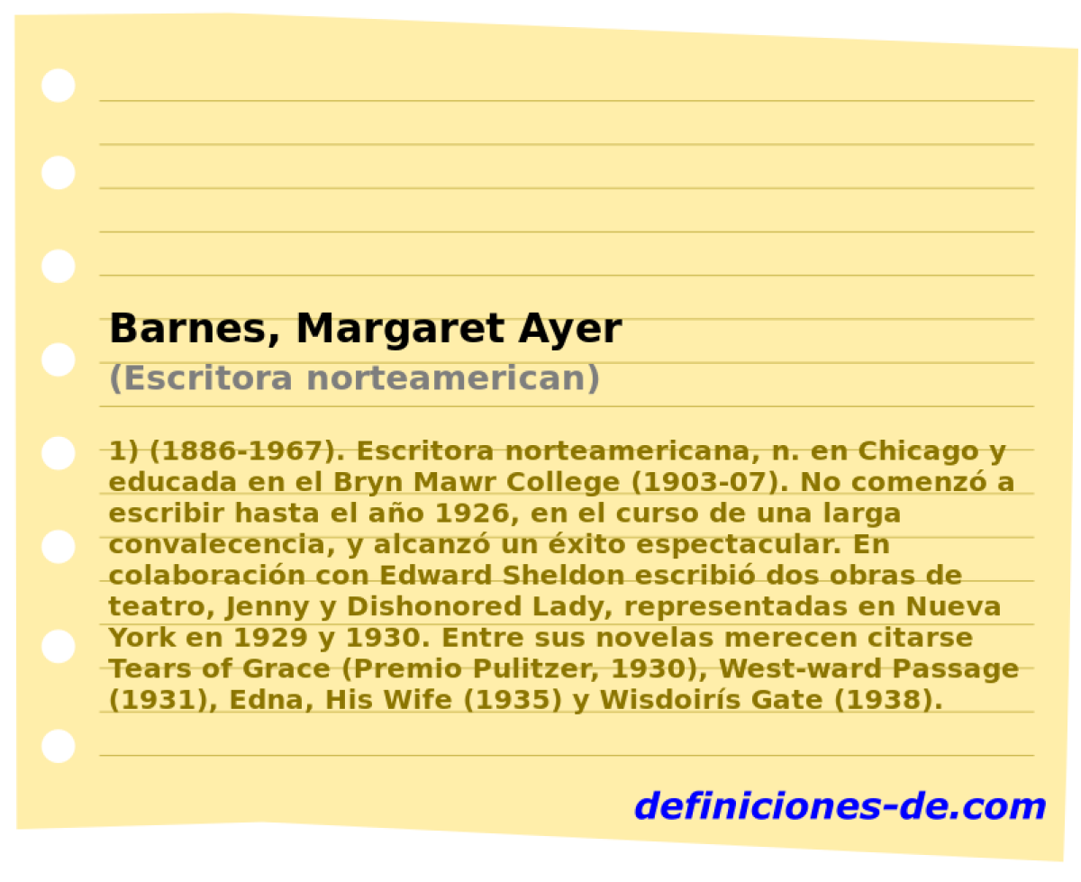Barnes, Margaret Ayer (Escritora norteamerican)