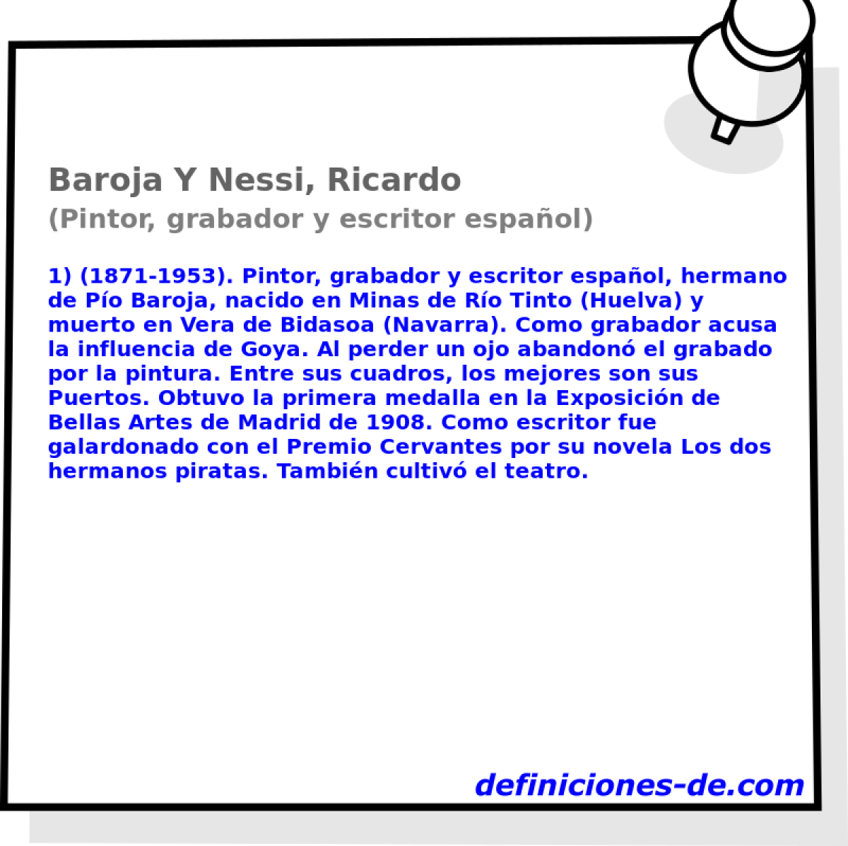 Baroja Y Nessi, Ricardo (Pintor, grabador y escritor espaol)