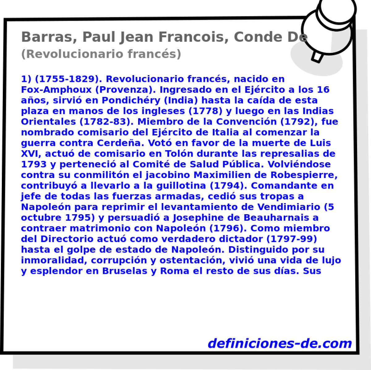 Barras, Paul Jean Francois, Conde De (Revolucionario francs)