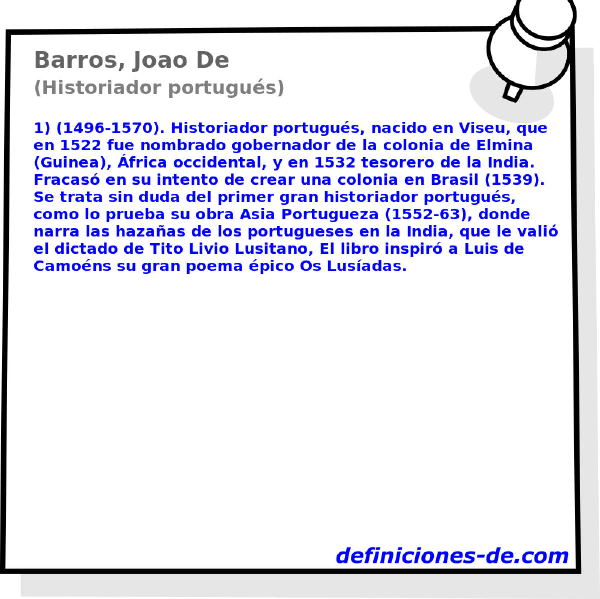 Barros, Joao De (Historiador portugus)