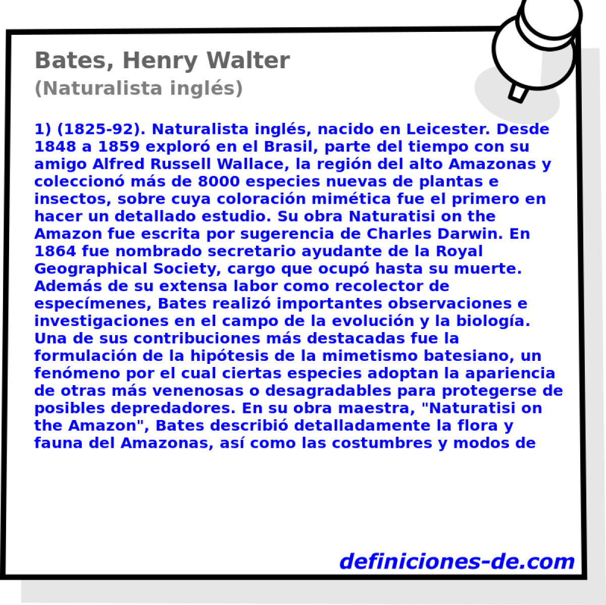 Bates, Henry Walter (Naturalista ingls)