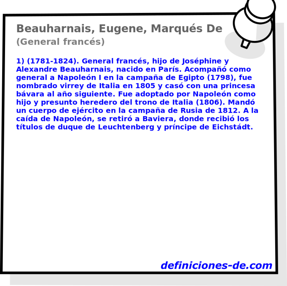 Beauharnais, Eugene, Marqus De (General francs)