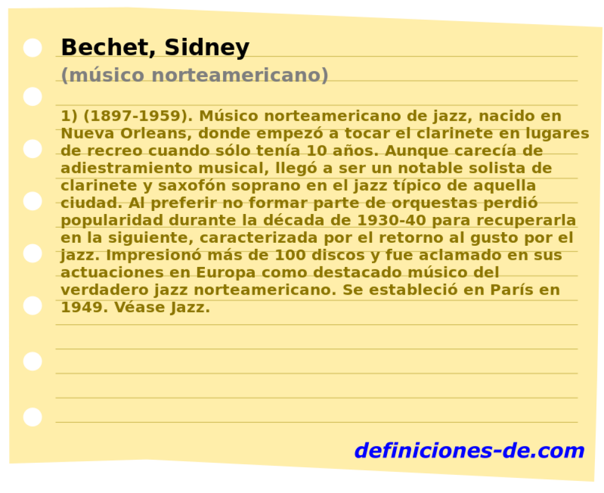 Bechet, Sidney (msico norteamericano)