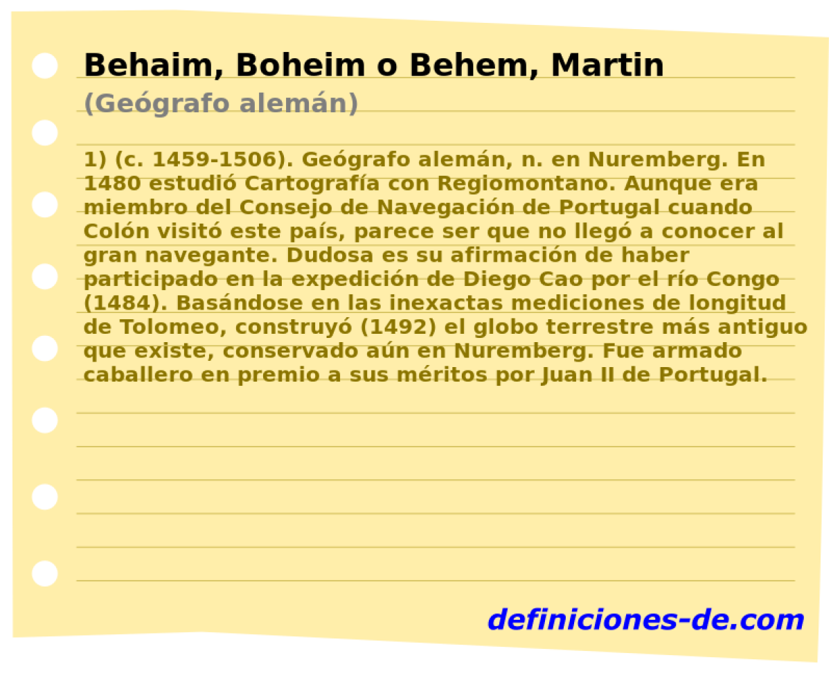 Behaim, Boheim o Behem, Martin (Gegrafo alemn)