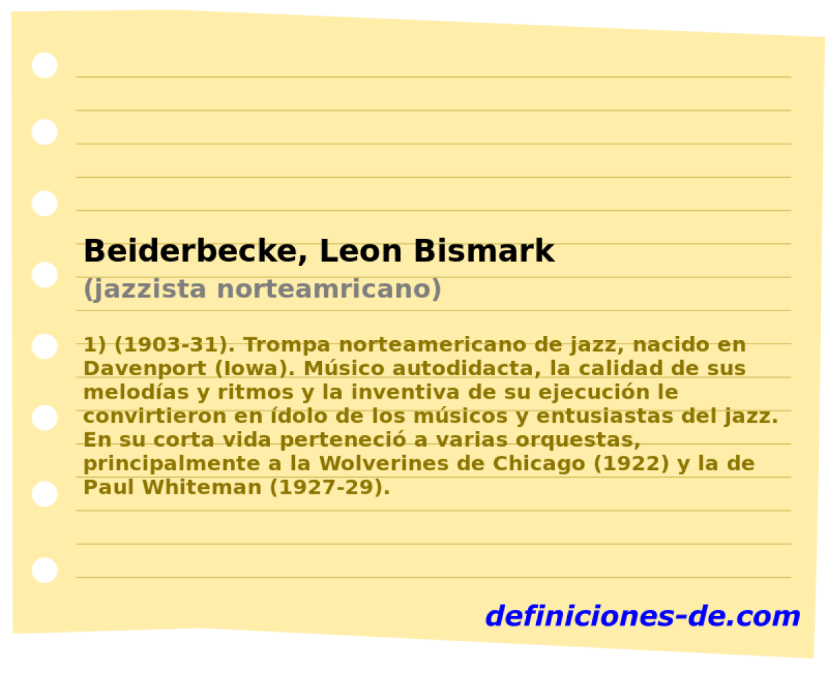 Beiderbecke, Leon Bismark (jazzista norteamricano)