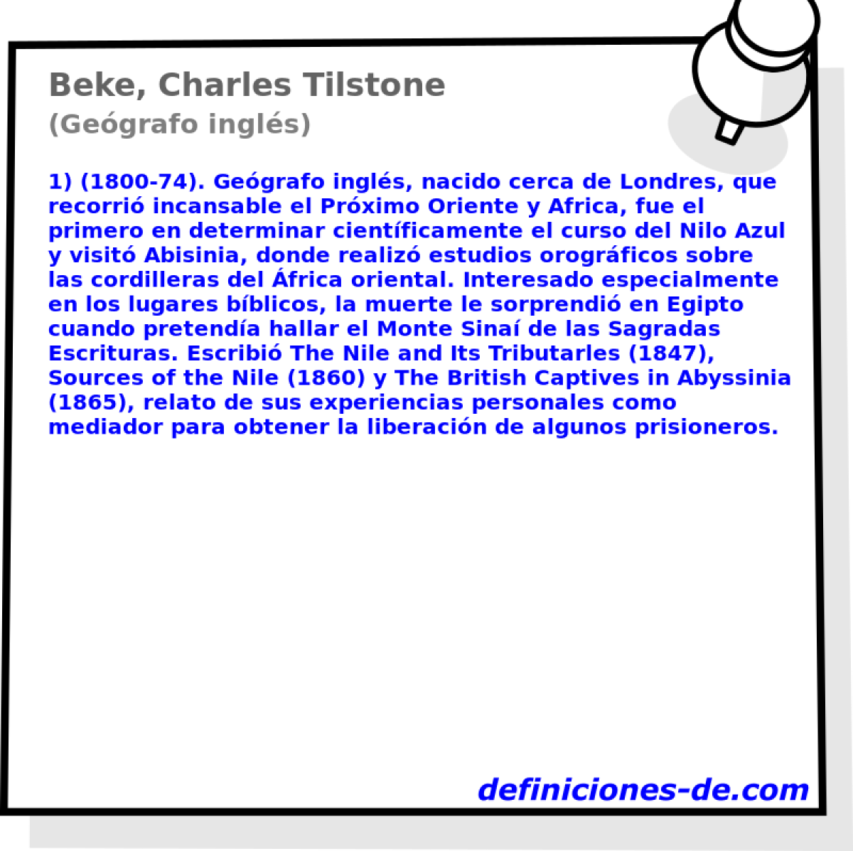 Beke, Charles Tilstone (Gegrafo ingls)