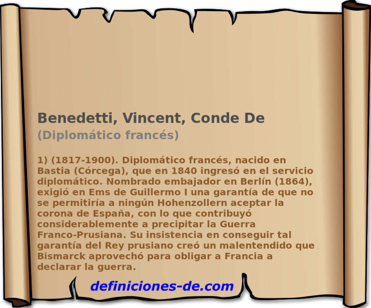 Benedetti, Vincent, Conde De (Diplomtico francs)