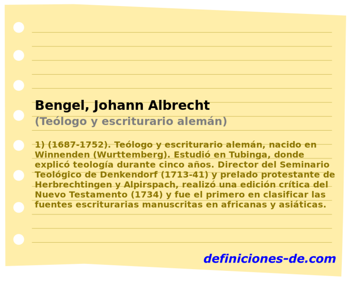 Bengel, Johann Albrecht (Telogo y escriturario alemn)