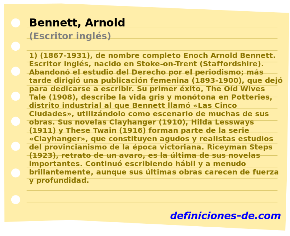 Bennett, Arnold (Escritor ingls)