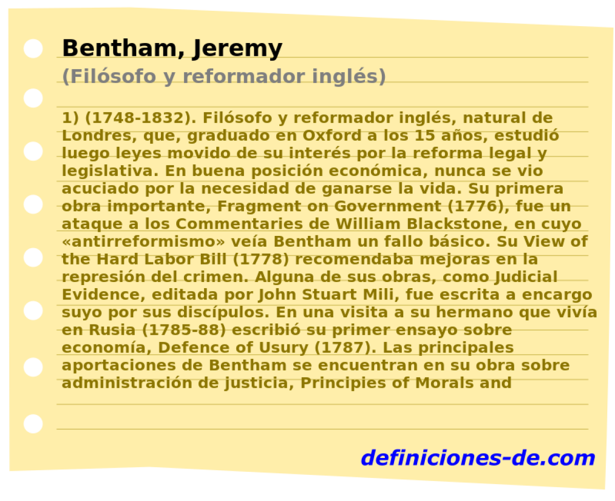 Bentham, Jeremy (Filsofo y reformador ingls)