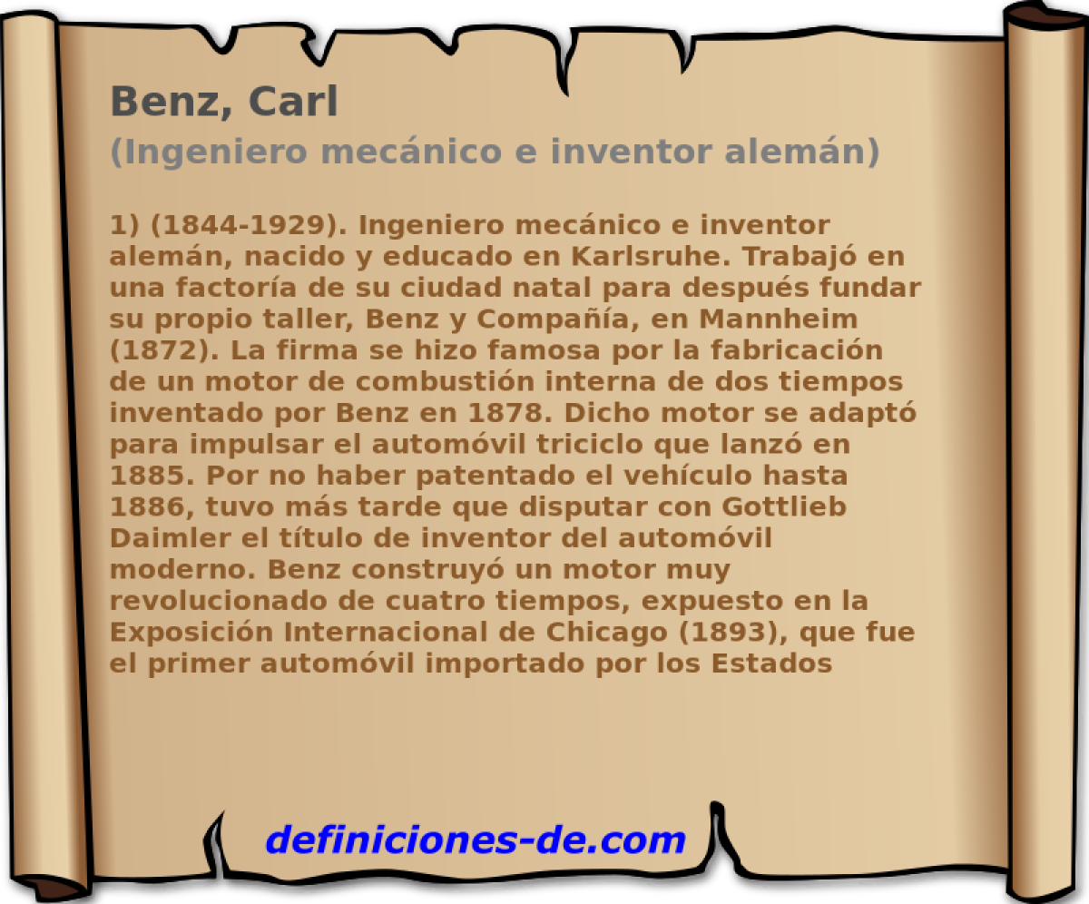 Benz, Carl (Ingeniero mecnico e inventor alemn)