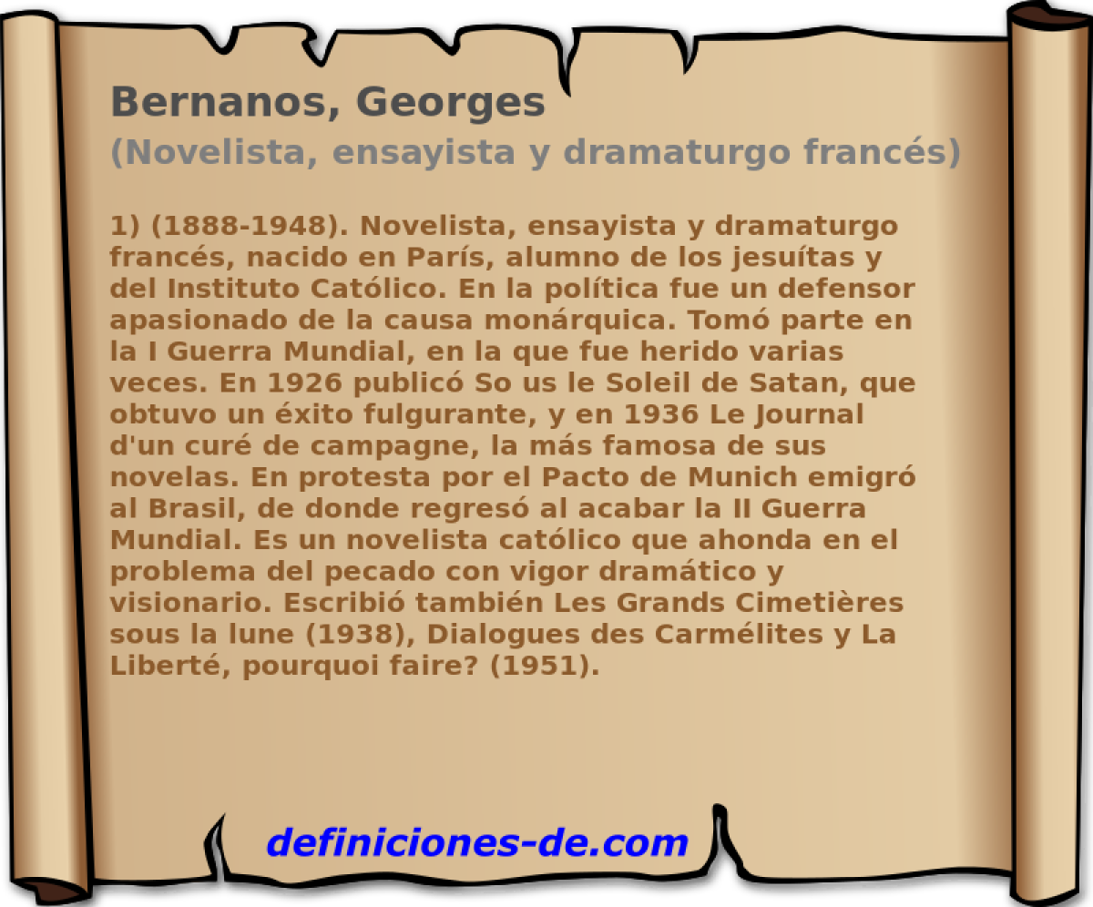 Bernanos, Georges (Novelista, ensayista y dramaturgo francs)