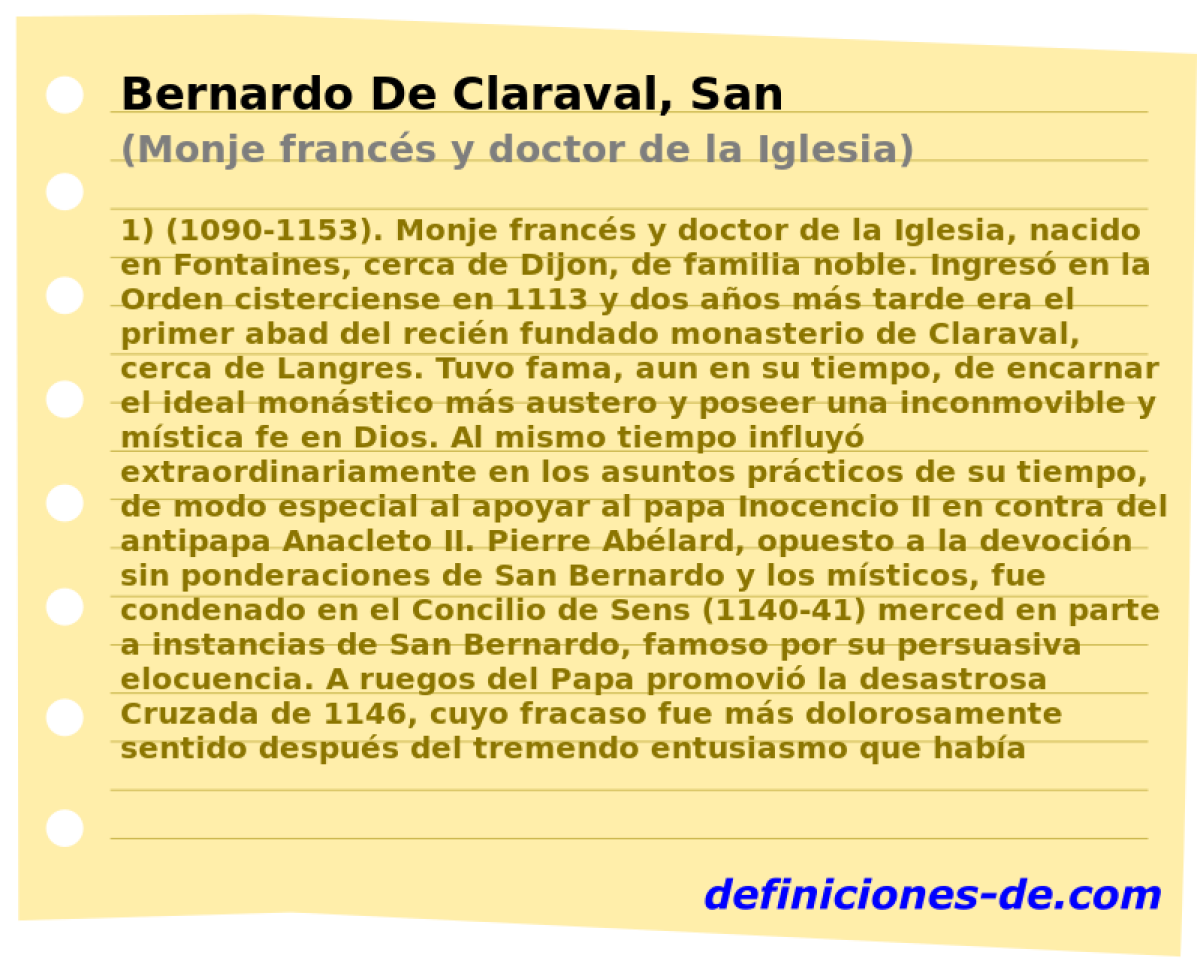 Bernardo De Claraval, San (Monje francs y doctor de la Iglesia)