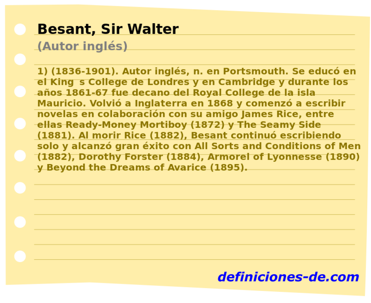 Besant, Sir Walter (Autor ingls)