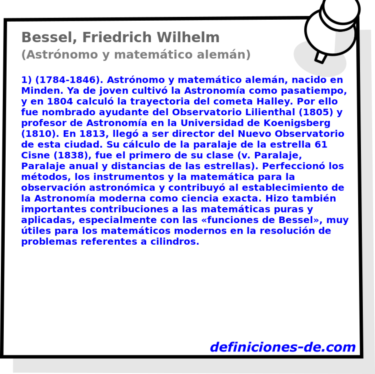 Bessel, Friedrich Wilhelm (Astrnomo y matemtico alemn)