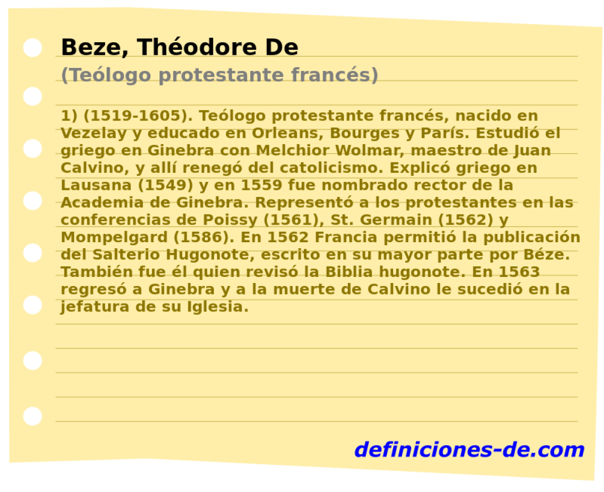 Beze, Thodore De (Telogo protestante francs)