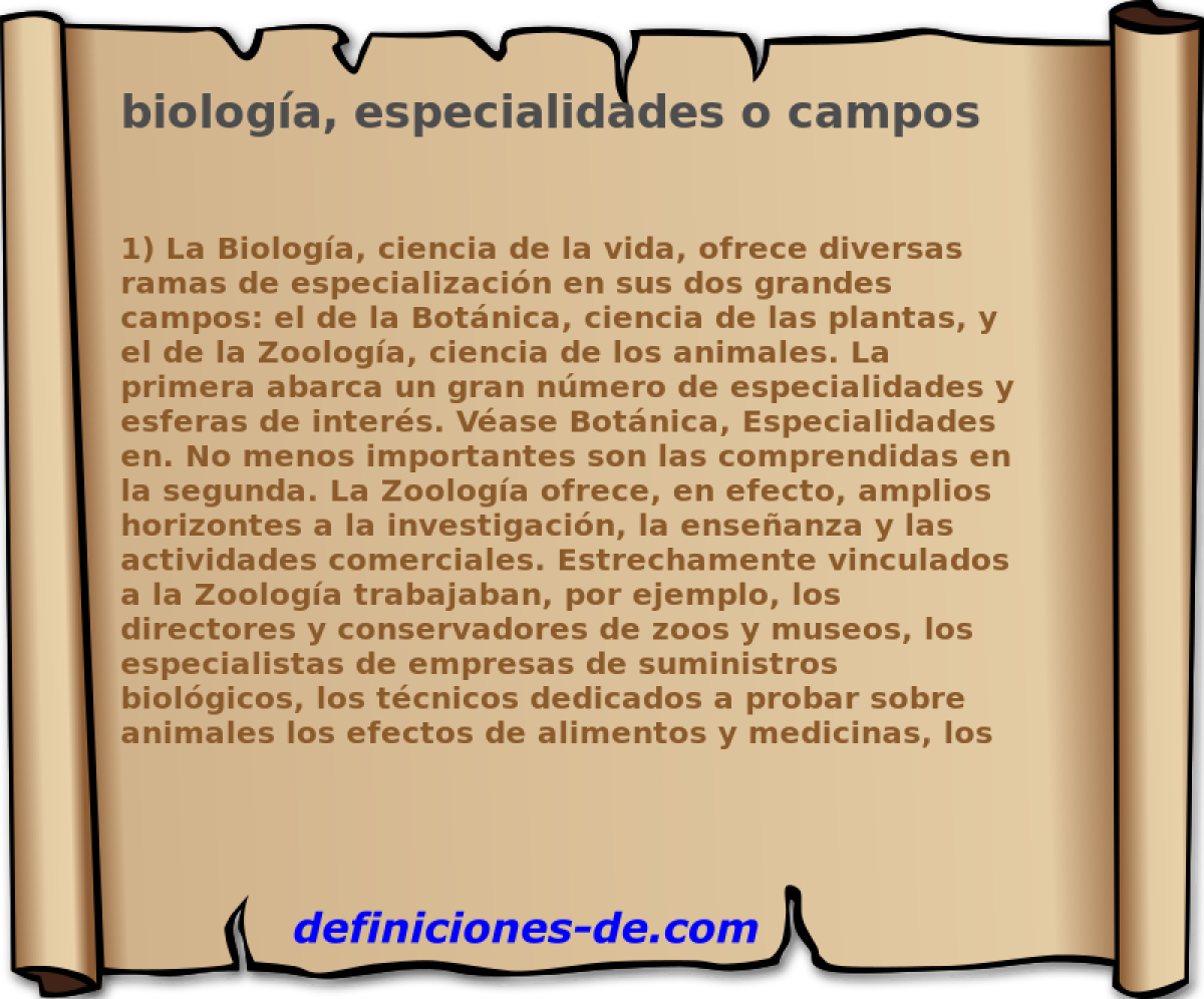biologa, especialidades o campos 