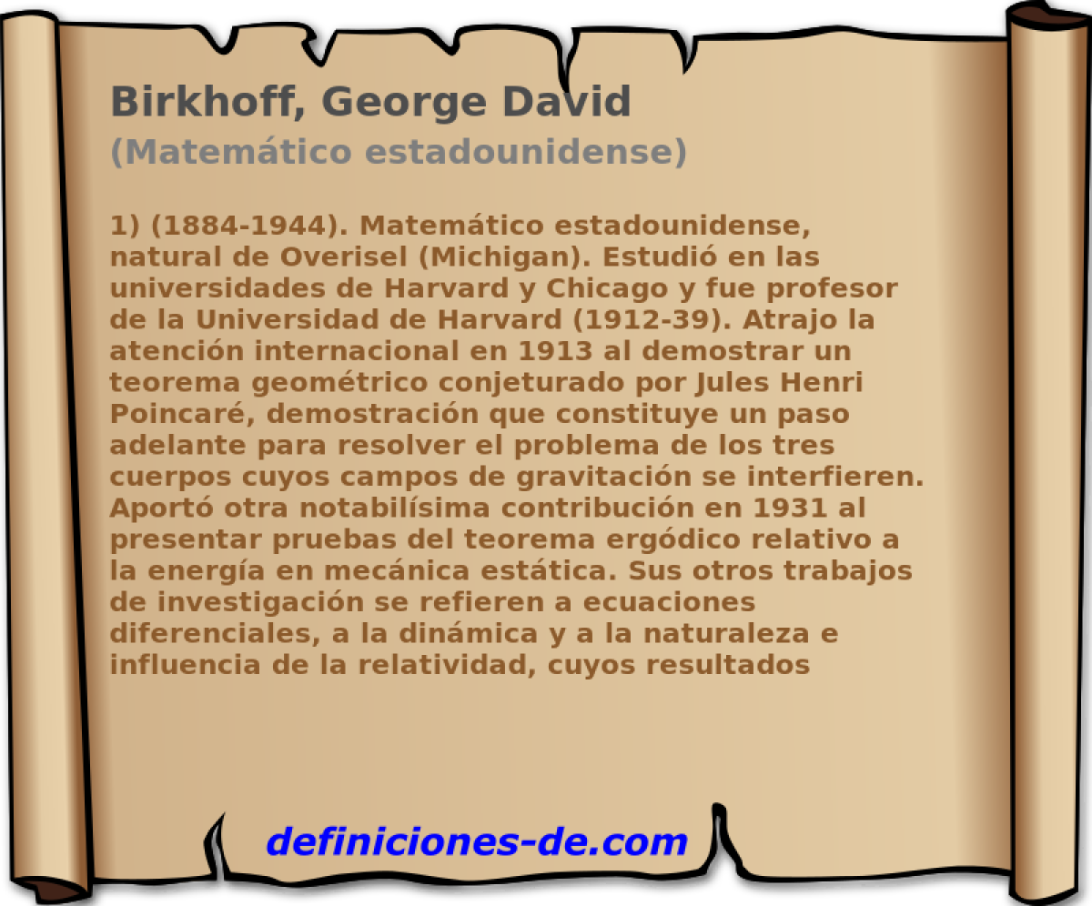 Birkhoff, George David (Matemtico estadounidense)