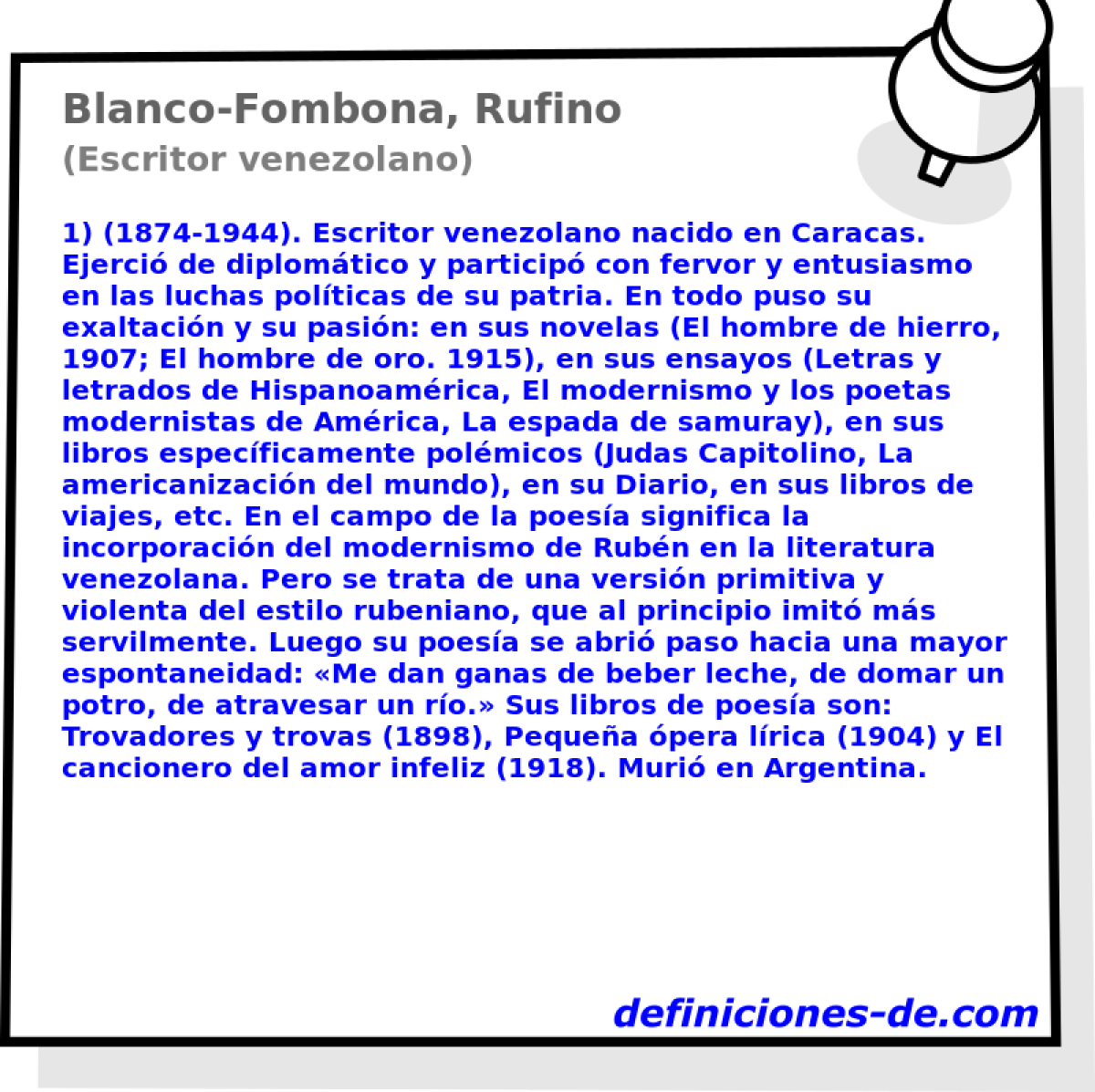 Blanco-Fombona, Rufino (Escritor venezolano)