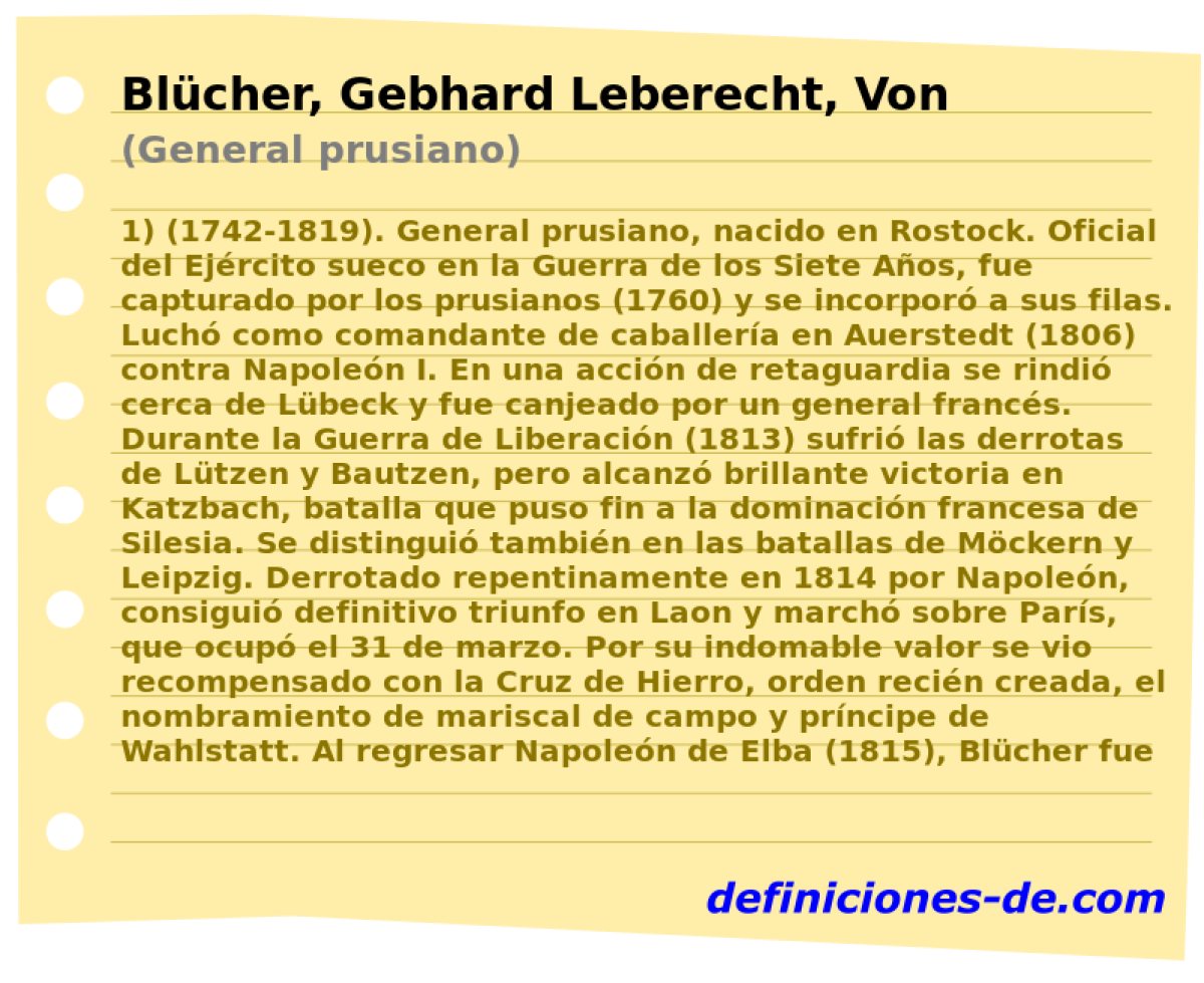 Blcher, Gebhard Leberecht, Von (General prusiano)