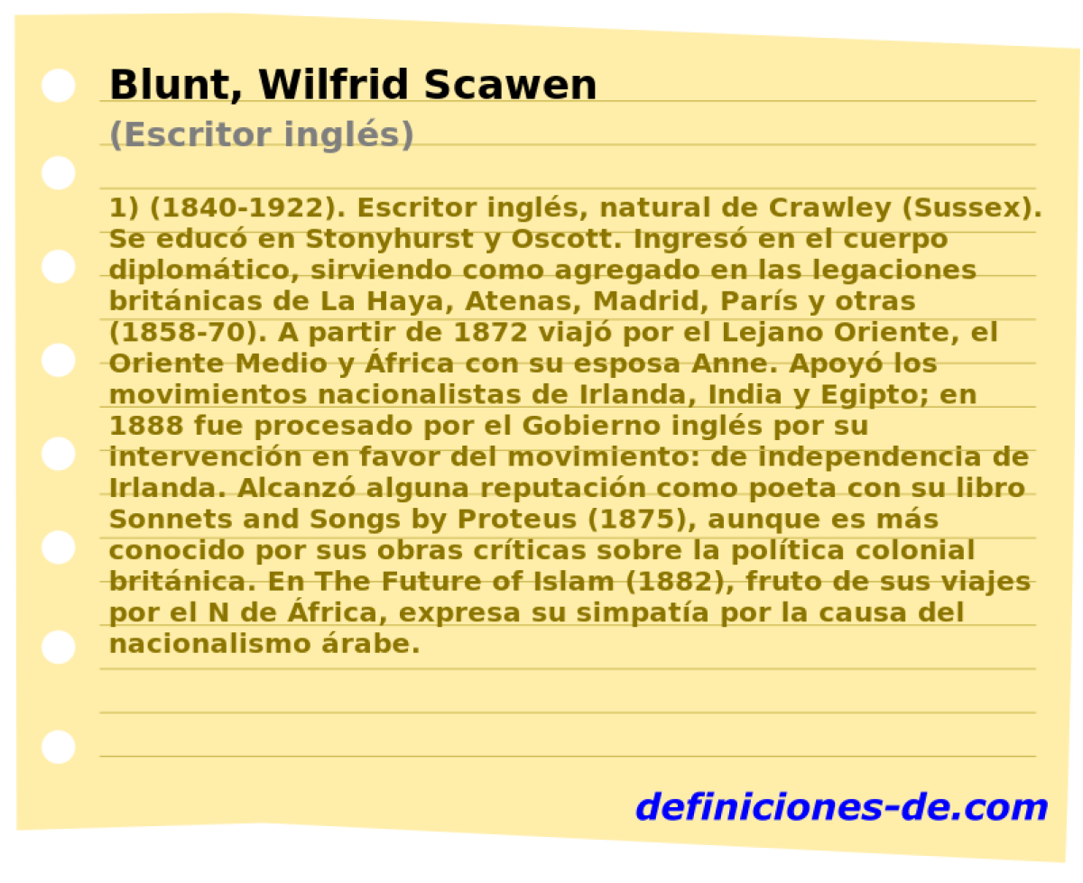 Blunt, Wilfrid Scawen (Escritor ingls)