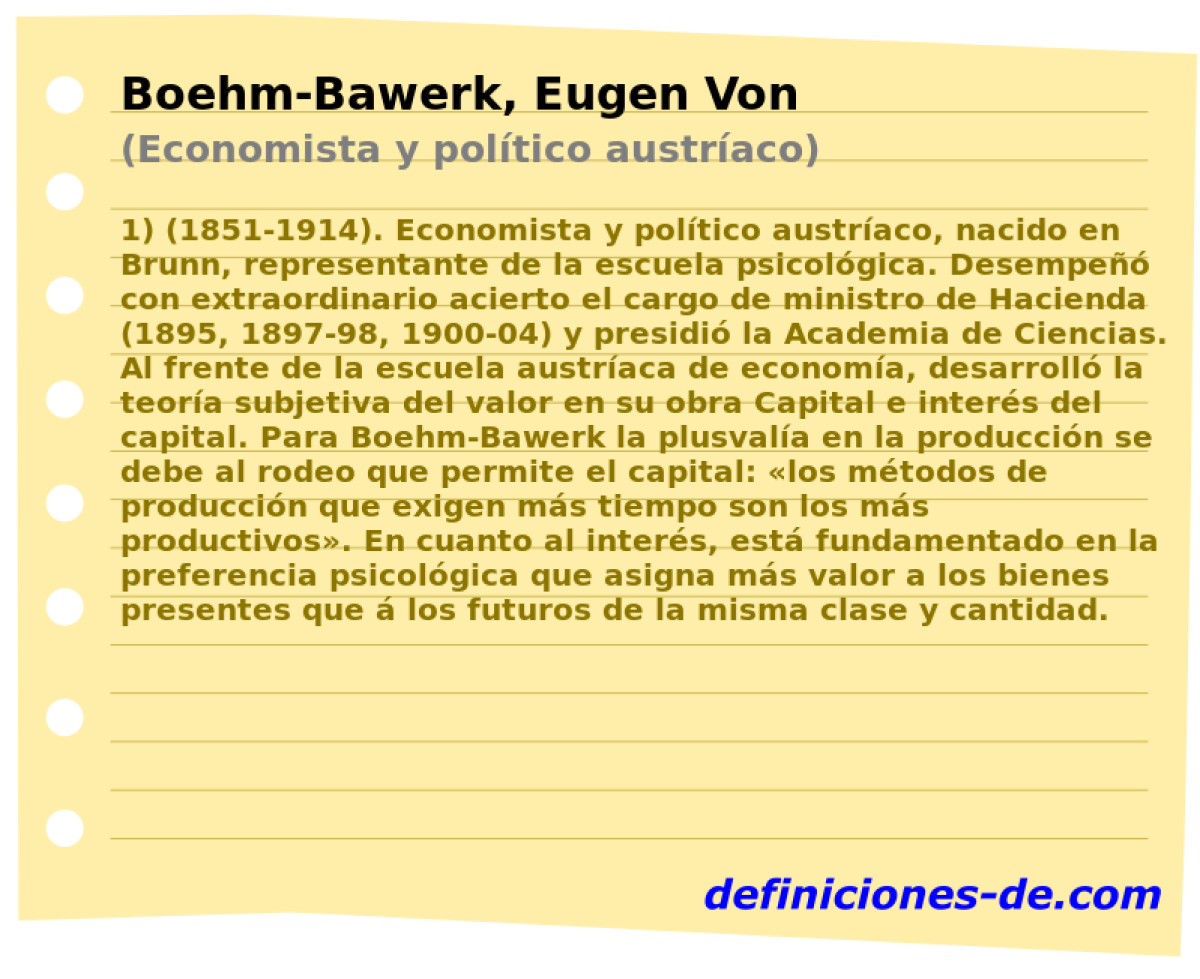 Boehm-Bawerk, Eugen Von (Economista y poltico austraco)