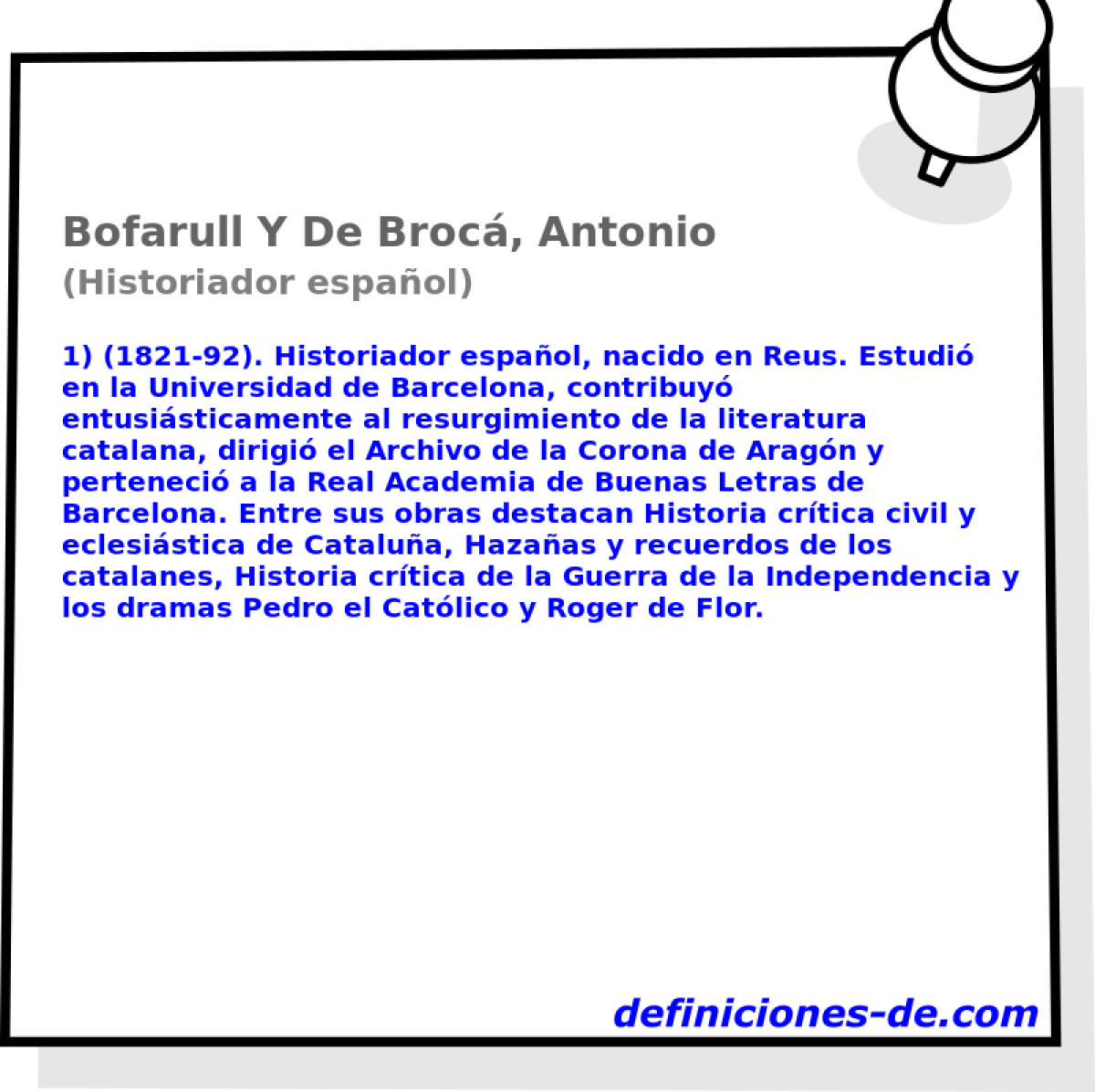 Bofarull Y De Broc, Antonio (Historiador espaol)