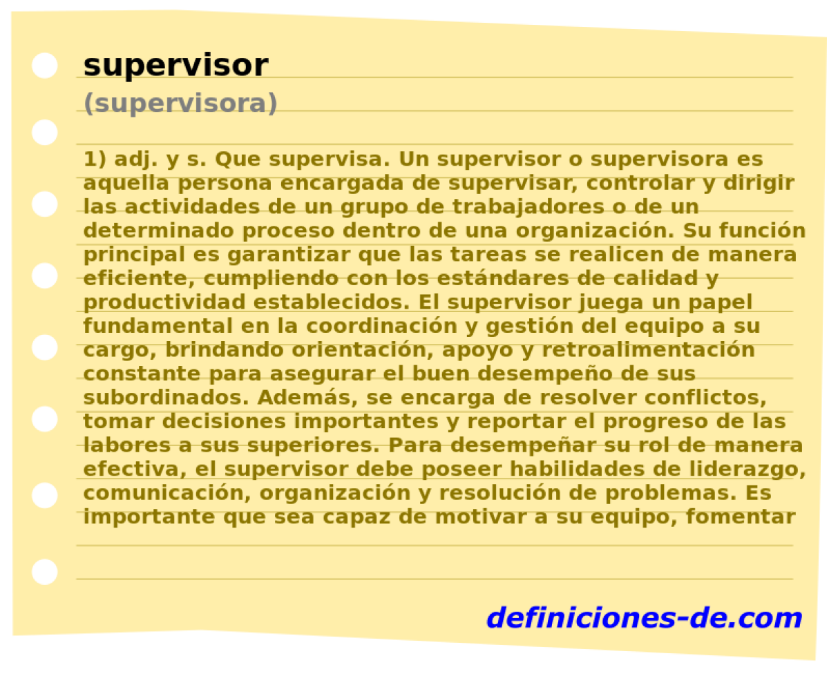 supervisor (supervisora)