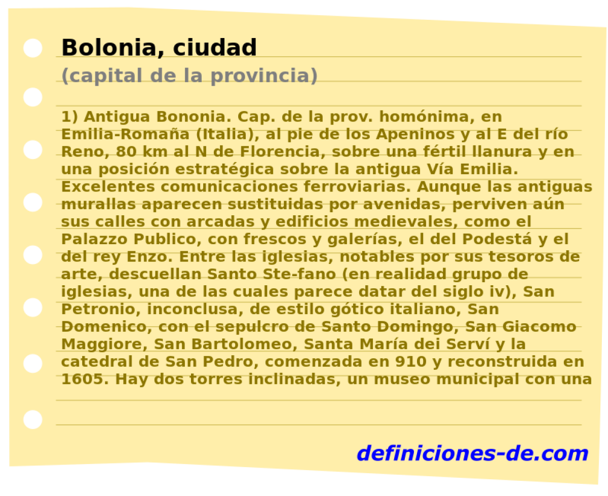Bolonia, ciudad (capital de la provincia)