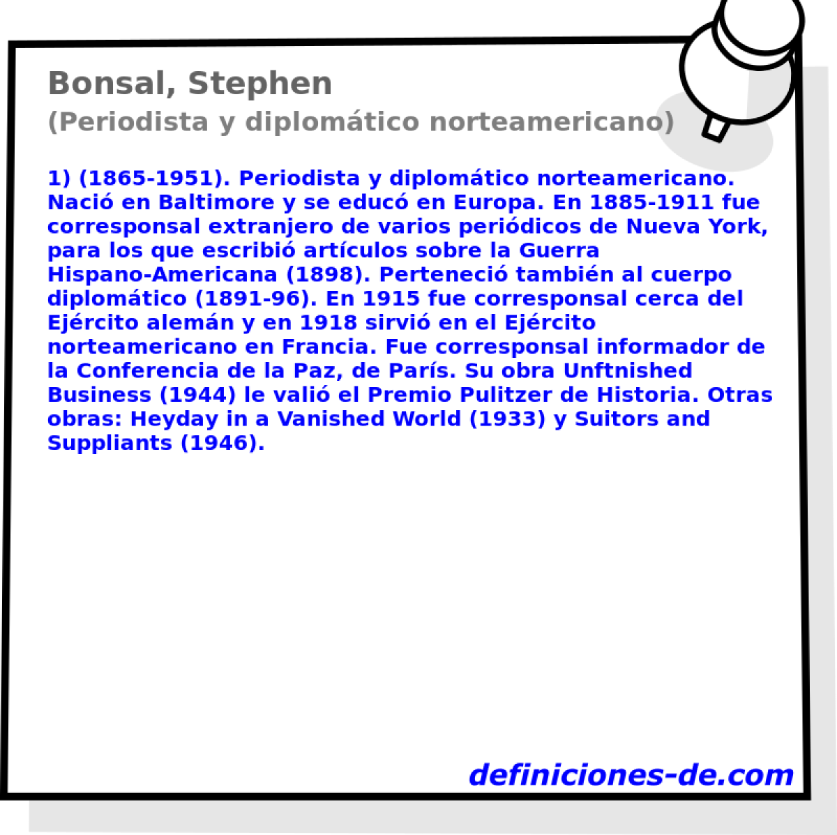 Bonsal, Stephen (Periodista y diplomtico norteamericano)