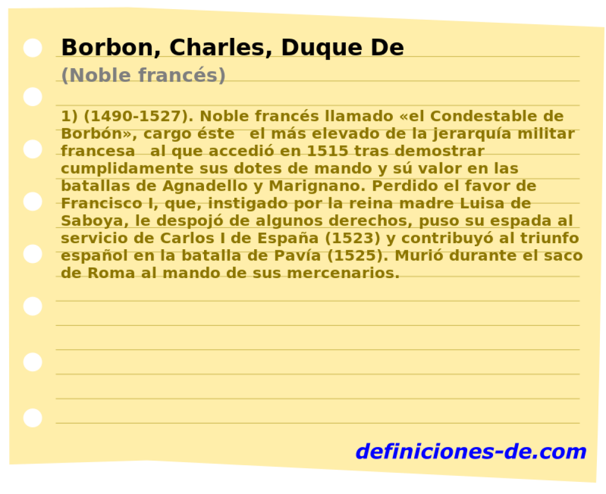Borbon, Charles, Duque De (Noble francs)
