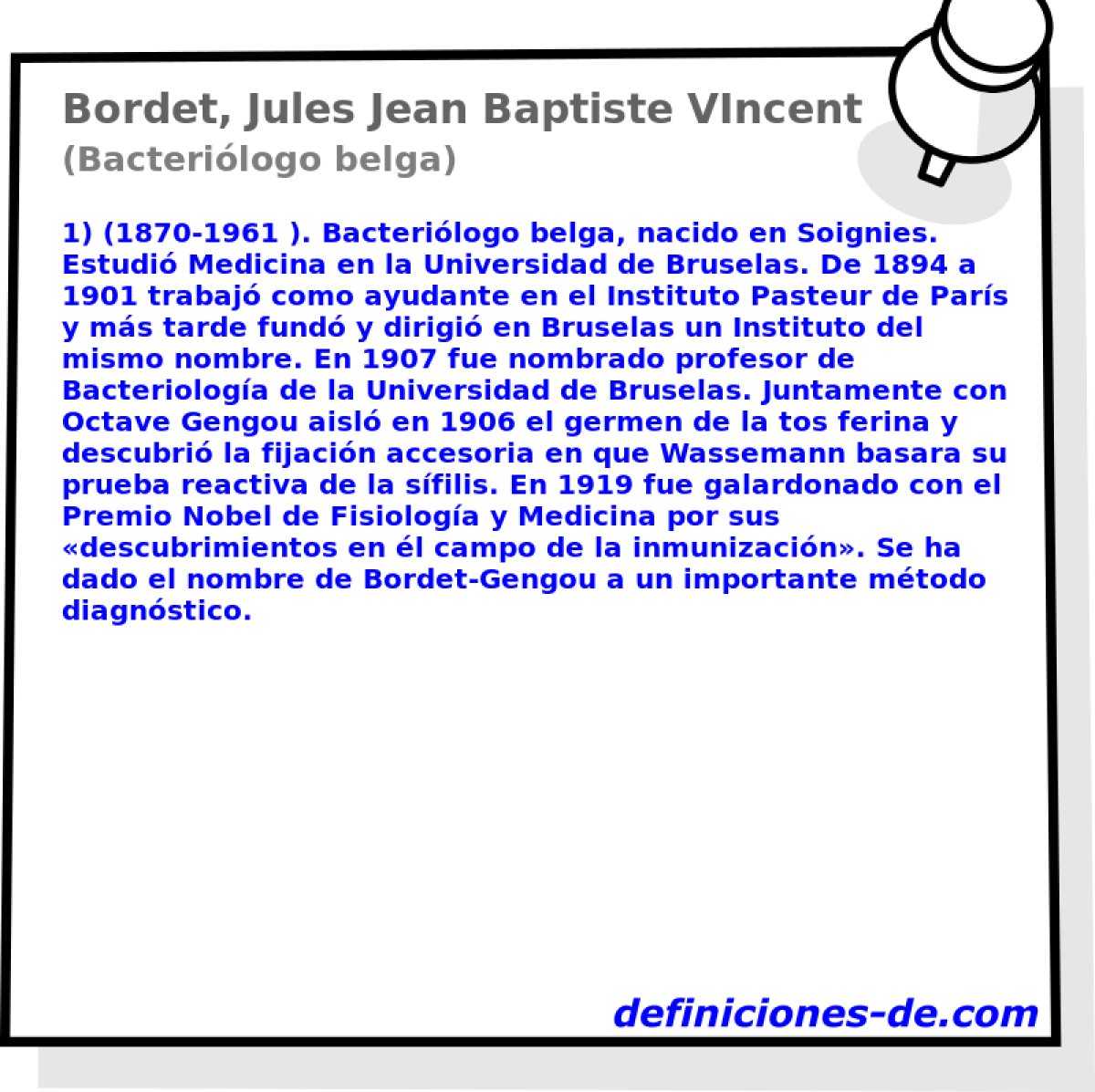 Bordet, Jules Jean Baptiste VIncent (Bacterilogo belga)