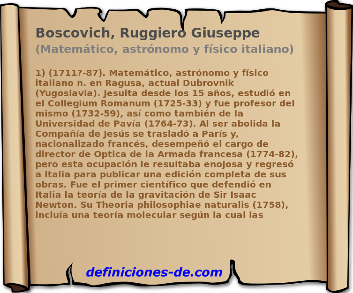 Boscovich, Ruggiero Giuseppe (Matemtico, astrnomo y fsico italiano)