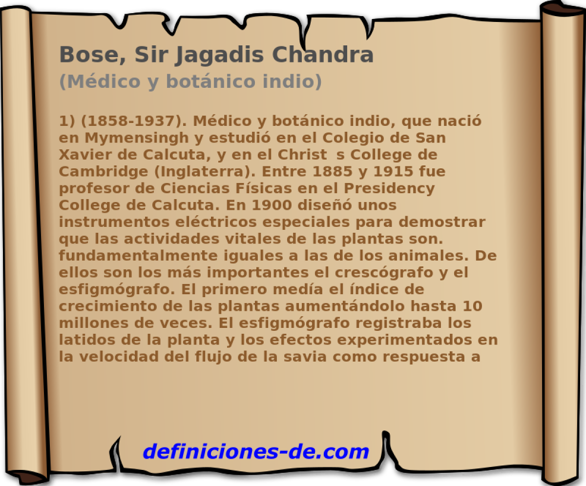Bose, Sir Jagadis Chandra (Mdico y botnico indio)