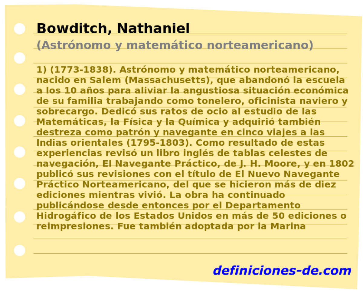 Bowditch, Nathaniel (Astrnomo y matemtico norteamericano)