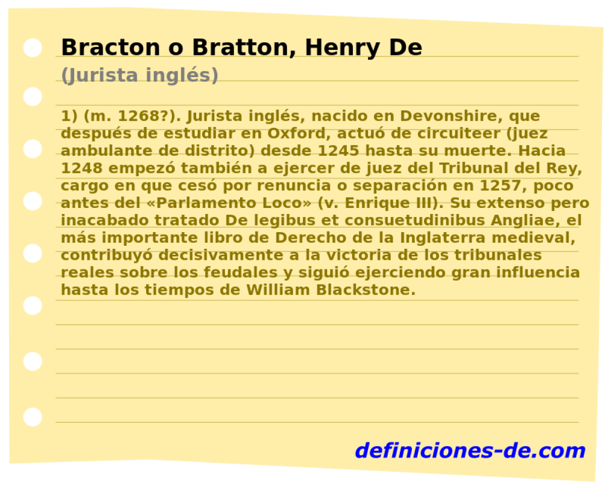 Bracton o Bratton, Henry De (Jurista ingls)