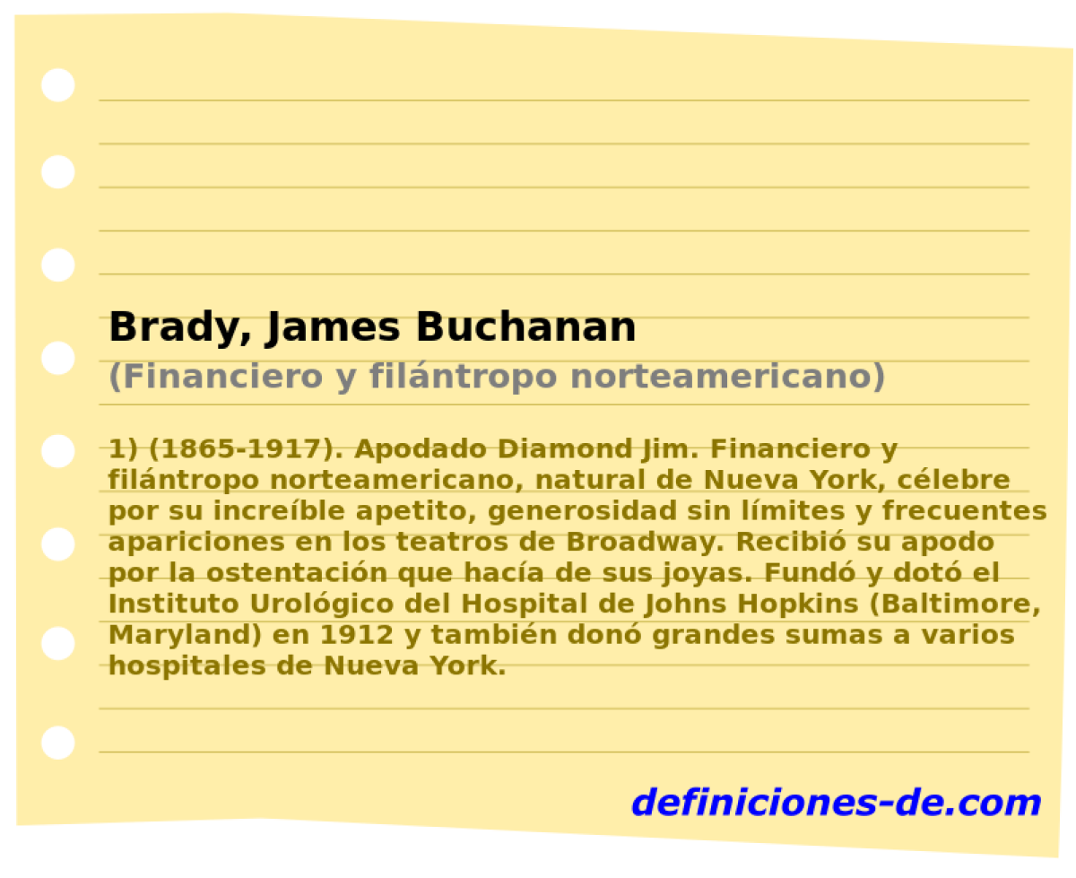 Brady, James Buchanan (Financiero y filntropo norteamericano)