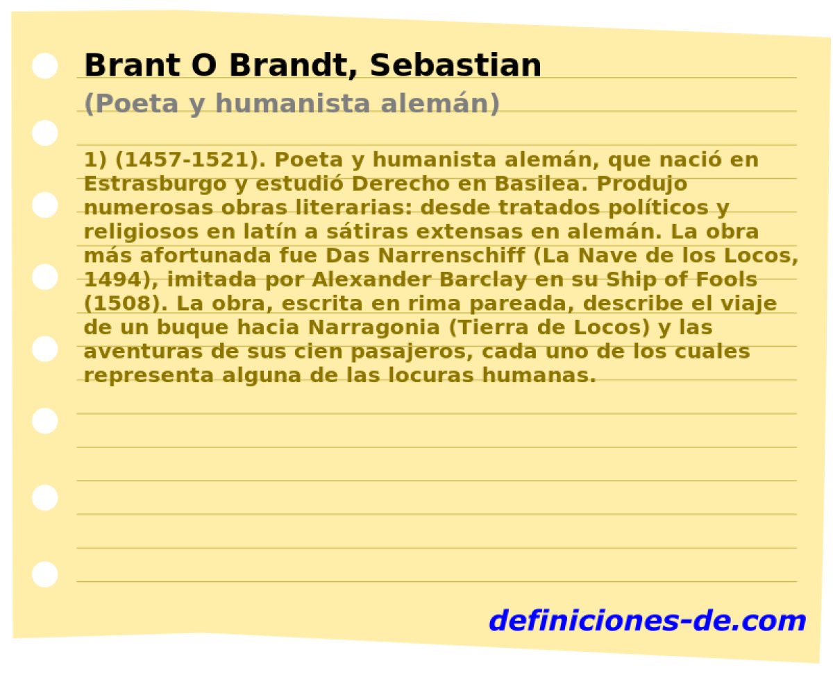Brant O Brandt, Sebastian (Poeta y humanista alemn)