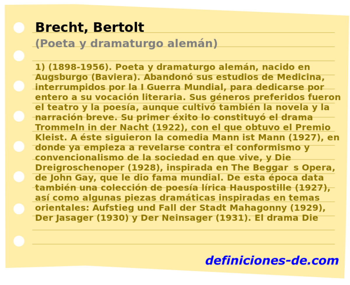 Brecht, Bertolt (Poeta y dramaturgo alemn)