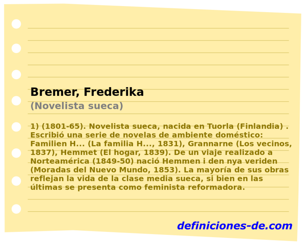 Bremer, Frederika (Novelista sueca)