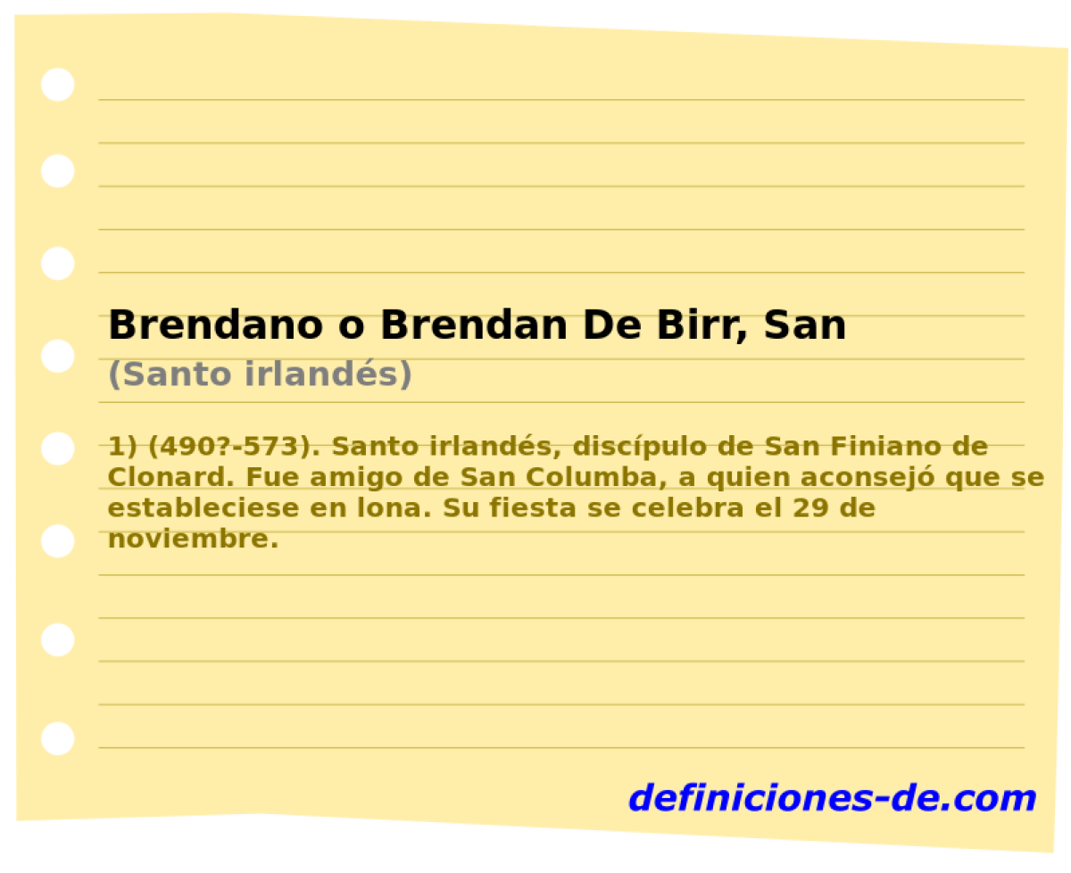 Brendano o Brendan De Birr, San (Santo irlands)