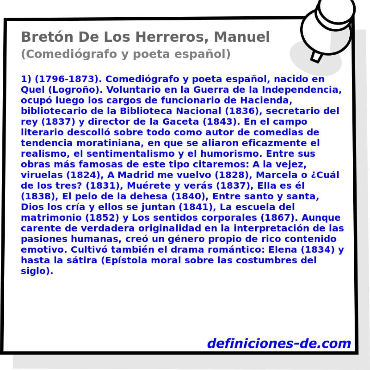 Bretn De Los Herreros, Manuel (Comedigrafo y poeta espaol)