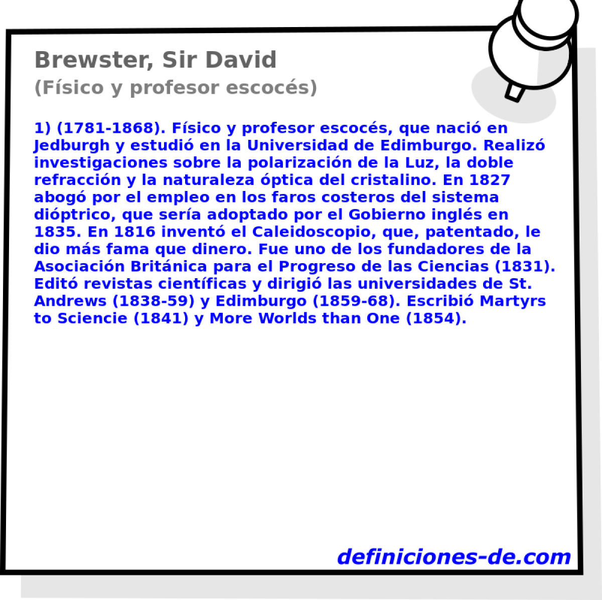 Brewster, Sir David (Fsico y profesor escocs)
